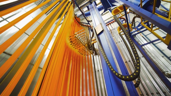 CE Certification PP Spray Booth Vertical Powder Coating Line For Aluminium Alloy Profiles